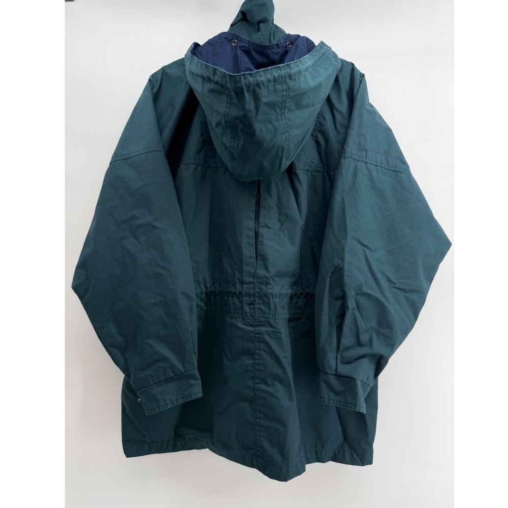 Vintage Totes Forest Green Hooded Parka Jacket Plaid Lined Mens Large Utility - Picture 2 of 5